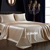SiinvdaBZX 4Pcs Extra Deep Pocket Satin Sheet Set King Size,
