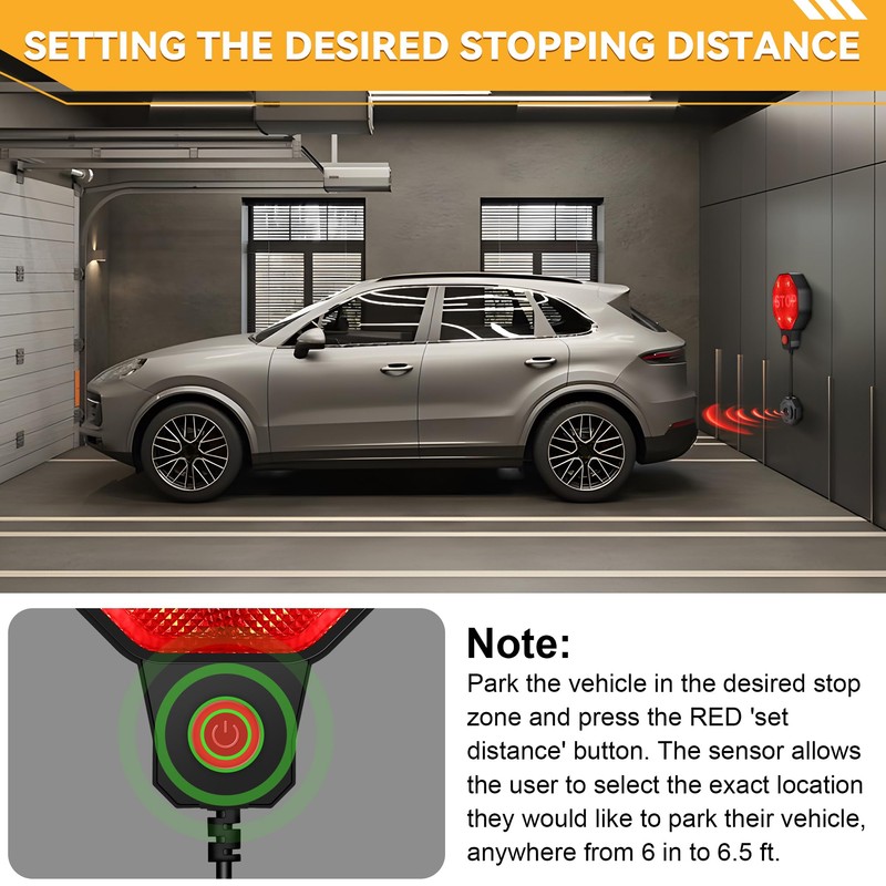 Adjustable Garage Parking Sensor Aid with with Red/Yellow/Green LED Display,
