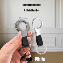 Yuxh Keychain Leather Keyring Metal Key Chain S01 Black