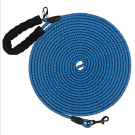 Training Lead For Dogs - 10M 20M 30M Long Line Dog Lead Nylon Long Dog Lead Reflective Dog Training Lead with Comfortable Handle Recall Training Dog Lead for Hiking Camping Walking (Blue, 20M/65FT)