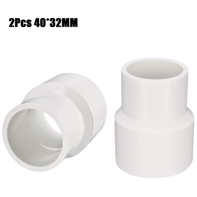 TOP-VIGOR 2Pcs PVC Reducing Coupling Hub by Hub 40mm X