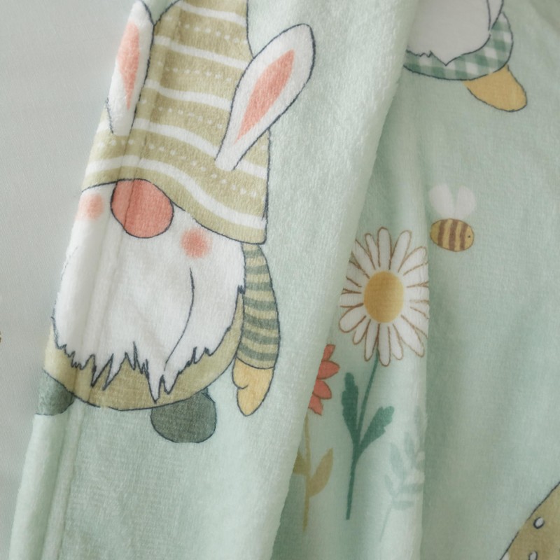 Catherine Lansfield Spring Gonks Cosy Fleece 130x170cm Blanket Throw Mint