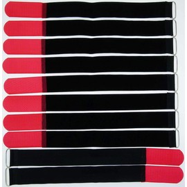 10 x 40 cm x 40 mm Resealable Velcro Cable Ties Red with Metal Eyelet - Cable Velcro Tape 400 mm Reusable