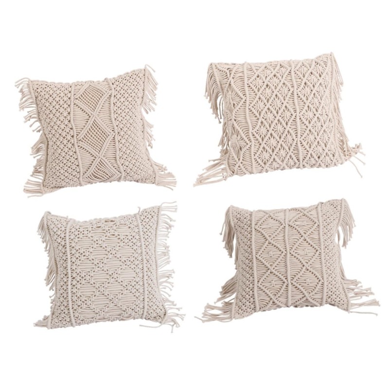 MERRYHAPY Unique Hand Woven Pillow Covers Linen Bolster Case Skin-Friendly
