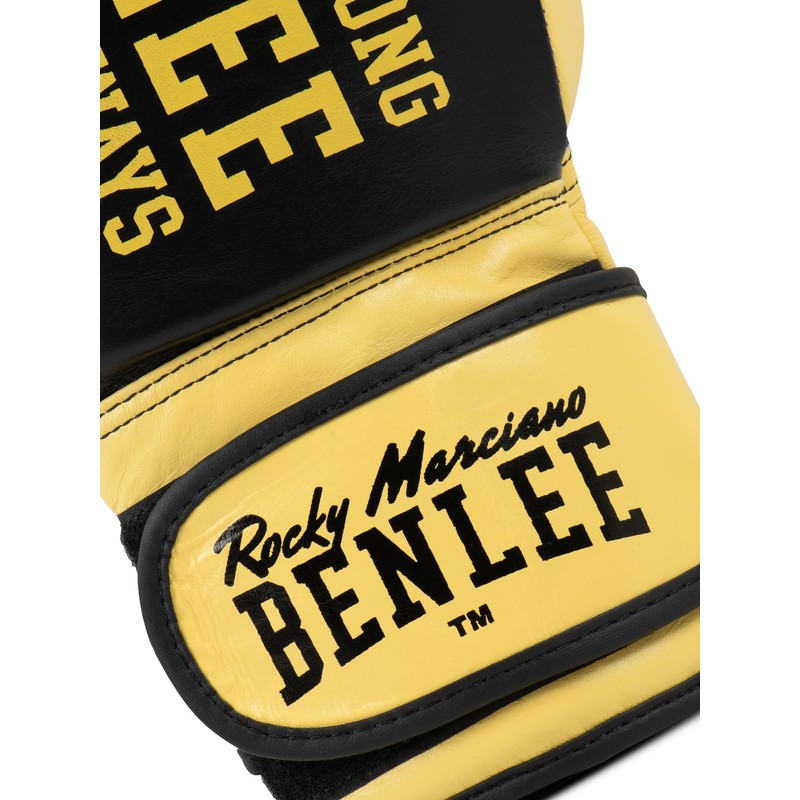 Benlee Hardwood Leather Boxing Gloves, 12 oz, Black/Yellow