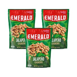 Emerald Nuts, Jalapeno Cashews, 5 Oz, Resealable Bag (Pack of 4)