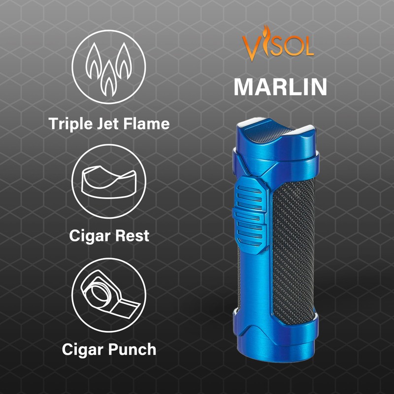 Visol Marlin Butane Torch Lighter Triple Flame Refillable Gas Lighter,