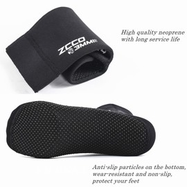ZCCO Premium Neoprene Sock, 3mm Water Socks for Scuba Diving, Snorkeling, Beach, Surfing, Swimming, Sailing (black, M)