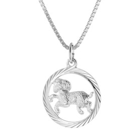 trendor Aries Zodiac Sign Necklace, 925 Silver, Fashionable Zodiac Sign Pendant for Women, Necklace Made of Sterling Silver 15360-04, Sterling Silver