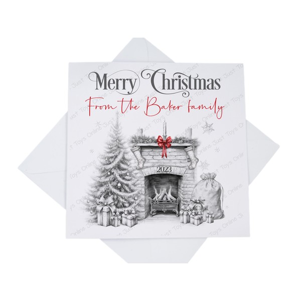 Personalised From Family Name Christmas Card, Family Christmas Card, Sketchy