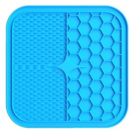 TopPetPro Large [Blue] Lick Mat for Dogs, Suction Cups for Anxiety, Peanut Butter Licking Mat Slow Feeder Dispensing Treater Lick Pad for Dogs Cats Grooming Bathing and Training [Single Pack]