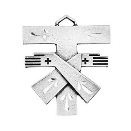 VILLAGE GIFT IMPORTERS 1.5" Crossed Arms & Tau Cross | Shining Petal Detail | Franciscan Symbol Cross | Jesus Christ and St. Francis Arm Crossed Symbol | Christian Jewelry