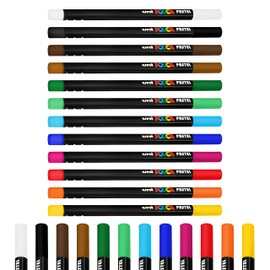 Posca Uni-Ball Professional Wax Colouring Pastels - KPA-100 - Essential Set of 12