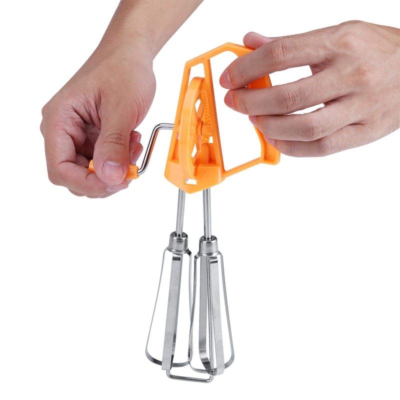Egg Beater,Rotary Hand Whip Whisk Stainless Steel Egg Beater Mixer