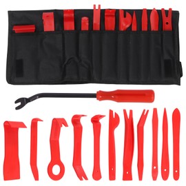 Swpeet12Pcs 12 Auto Trim Removal Tool Kit with Fastener Remover Assortment Kit, No-Scratch Pry Tool Kit Interior Door Panel Clip Fastener Removal for Car Vehicle Dash Audio Installer