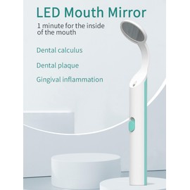 2 Pieces Dental Mirror with Light - LED Lighted Teeth Inspection Mirror, Anti Fog Curve Angle Mouth Mirrors Dentist Oral Assistant Care Tool Accessories (Light Green)