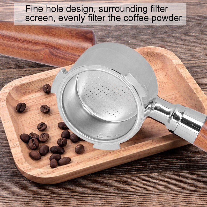 Coffee Bottomless Portafilter Handheld Stainless Steel Bottomless Filter for HouseholdRosewood