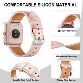 VELULYX genuine leather strap compatible Gloryfit IDW19, 22mm Strap for Veryfit IDW13/IDW16/IDW18, TUYOM LW36, H1/D1,T50S, P66/P66D/P72/P95, Y6, YB54, G39, AGPTE LW11