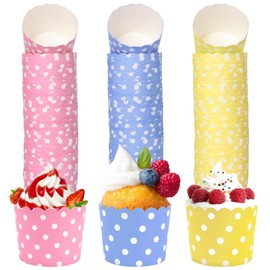 Vueinrg 150 Stück Muffinförmchen Papier Muffins Papierförmchen Cupcake Förmchen Ø 6cm Muffinform Papier Cupcake Formen für Party Geburtstag Hochzeit (Rosa, Blau, Gelb)