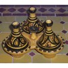 Handmade Moroccan Ceramic Triple Tagine Yellow Spice Holder
