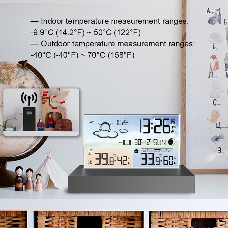 Digital Alarm Clock Temperature Humidity Weather Forecast Electronics Desktop Table
