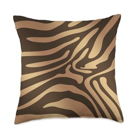 Golden Brown Zebra Pattern / Safari Print Shining Imitation Throw Pillow
