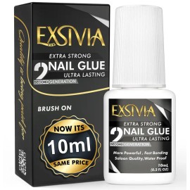 Strong Hold Nail Glue 10ml, Extra Strength Adhesive for Acrylic, Press-On & Fake Nails, Quick-Dry Salon Quality, No Primer or Dehydrator Needed