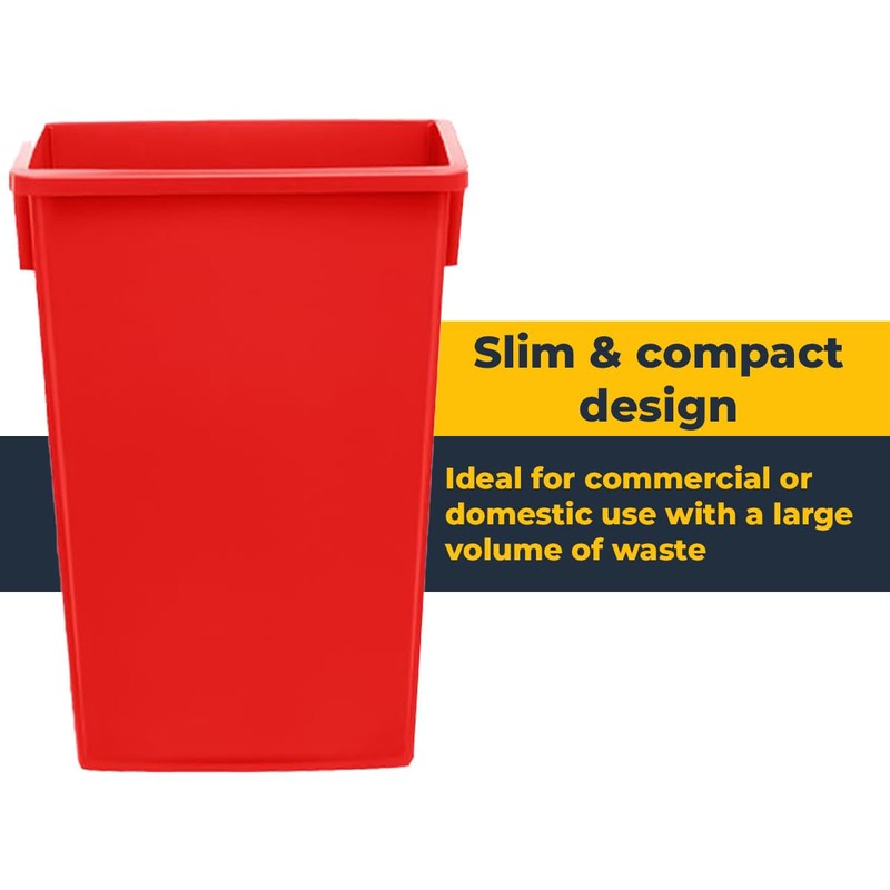 23 Gallon Waste Bin, Heavy-Duty Trash Can, Slim Rectangular Garbage