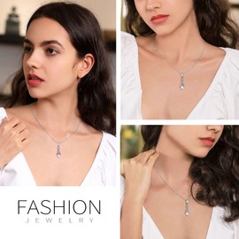 Suplight 925 Sterling Silver Heart Opal Necklace Dainty October Birthstone Necklace for Women