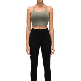 Lemedy Women Padded Sports Bra Fitness Workout Running Shirts Yoga Tank Top (S, Olive Green)