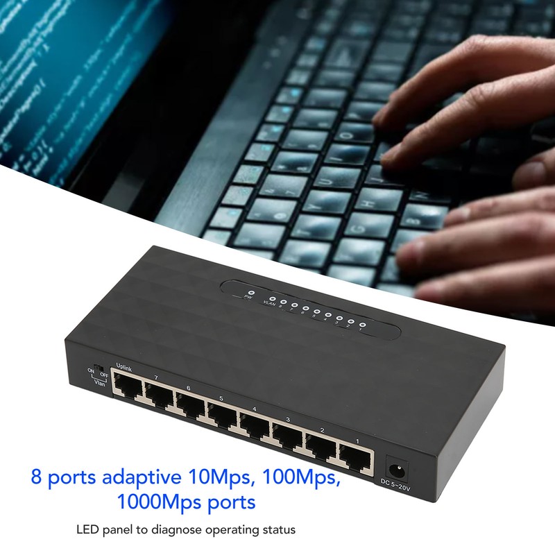Network Switch Gigabit 1000Mps 8 Ports Self Adaptive Switch Ethernet