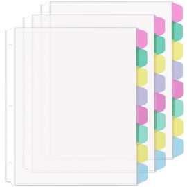HABGP 24PCS/3 Set 3 Ring Clear Binder Dividers with Tabs, 8.5 x 11 8 Tabs Binder Dividers with Pockets, Clear Page Protectors Index Dividers for 3 Ring Binder, Heavy Duty Plastic Sheet Protectors