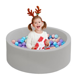 Baby Ball Pit for Toddlers, 35.4"x 11.8" Foam Ball Pit for Kids, Soft Round Ball Pool for Baby, Indoor and Outdoor Playpen, Ideal Gift for Children, Grey, (Balls not Included)