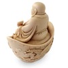 Aged Effect Laughing Chinese Buddha in Dragon Boat Statue