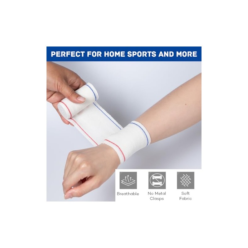 Premium Elastic Bandage Wrap 3 Inch Stretch Compression Bandages with