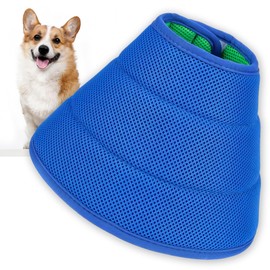 NICECONE Soft Dog Cone Collar for Medium Dogs, Adjustable Breathable Elizabethan E-Collar, Recovery Cone with Blue/Green Mesh to Stop Licking Wounds, Comfortable & Lightweight Pet Protective Collar, M