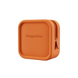 Fangu Fan Cosmetic Bag, Makeup Pouch, Travel Pouch, Square, EVA Material, Washable, Soft, Freestanding, Cosmetics, Small Items, Gadget Storage, orange