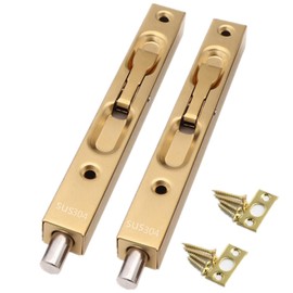 szhdxsy (2-Pack) Hidden Latch & Bolt 304 Stainless Steel 8 inch(202cm) Security Door Bolt Latch, Double Door Lever Action Flush Bolt Latch, French Door Slide Bolt Lock,Golden