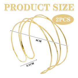 FFDHWU 2 Pieces of Golden Armbands, Metal Armbands, Simple and Fashionable Armbands, Retro Armbands, Open Adjustable Armbands, Clothing Accessories