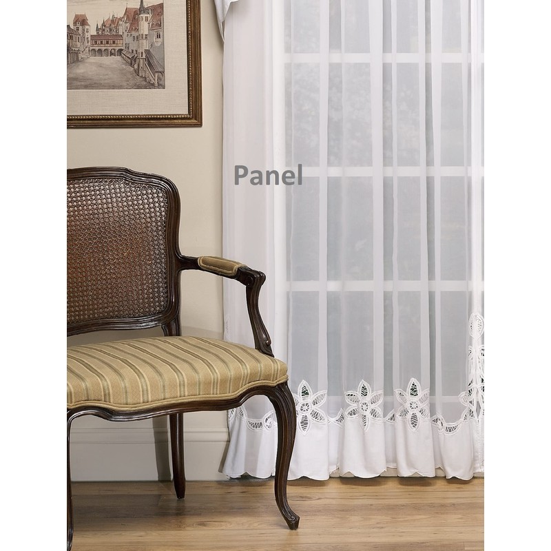 Today's Curtain Plymouth Classic Battenburg Applique Sheer Window Panel, 84-Inch,