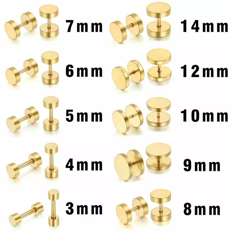 Unbranded 2X Stud Earrings Flat Circle Piercing Dot Earrings Stainless