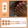 24Pcs Orange Handmade Press on Toenails Short Square Summer Coconut