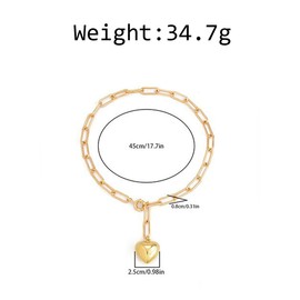 Chunky Heart Pendant Statement Necklaces for Women Teen Girls,14K Gold Love Shaped Paperclip Chain Necklaces Party Prom Vintage Punk Jewelry Gifts (Gold)