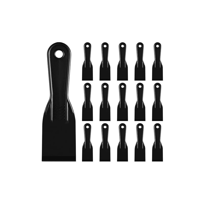 16 Pcs Plastic Putty Knife 2" Black Flexible Putty Knife