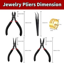 WISEUP 3 Pcs Jewelry Pliers Set - Needle/Chain Nose, Round Nose and Wire Cutters for Jewelry DIY Craft，Repair & Wire Wrapping