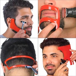 Savefree -paquete De 4 Plantillas Para Barba, Peine Para Barba, Moldeador De Cabello, Herramientas Para Peinar Patillas, Color Rojo                   