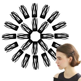 24 Pieces Double Claw Hair Clips Metal Hair Clips for Hair Making, Salon Supplies (Black)