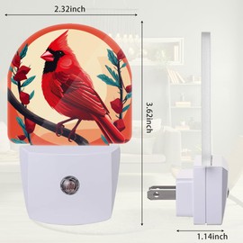 ZTHLL Red Cardinal Sun Night Light, Night Light Plug into Wall with Dusk to Dawn Sensor, LED Lamp Energy Saving Lights for Men Women Boys Girls,Lamp for Bedroom Bathroom Hallway