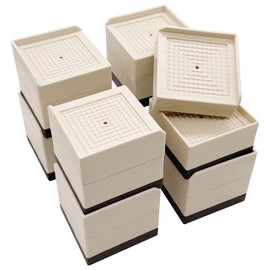 JONHWI Bed Risers, Furniture Raise Blocks, 3 inch Stilts Heavy Duty for Bed Couch Desk Sofa Table Lifts, Furniture Legs Lifters Support up to 1300 Lbs (Beige, 8 Pack Set)