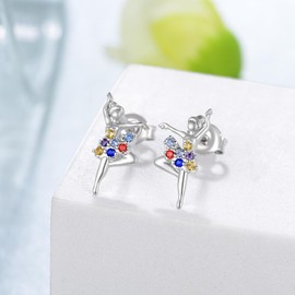 Ballerina Earring for Women 925 Sterling Silver Dance Earrings Ballet Themed Dancer Jewelry for Women